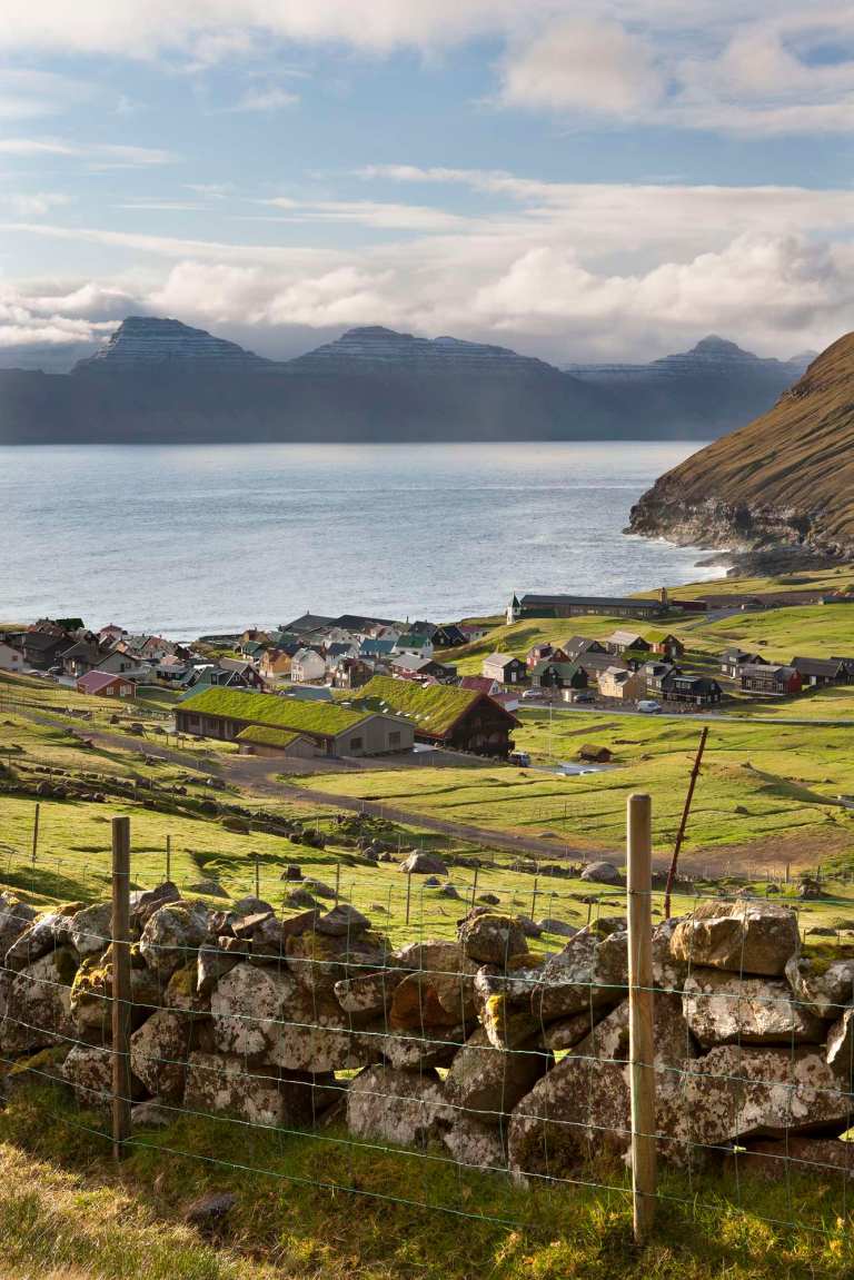 Picturesque village of Gjogv on Eysturoy in the Faroe Islands. Spring (June) 2012.